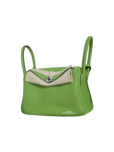Hermes Hand Stitched Lindy 26 Shoulder Bag Green Togo Leathe 524617