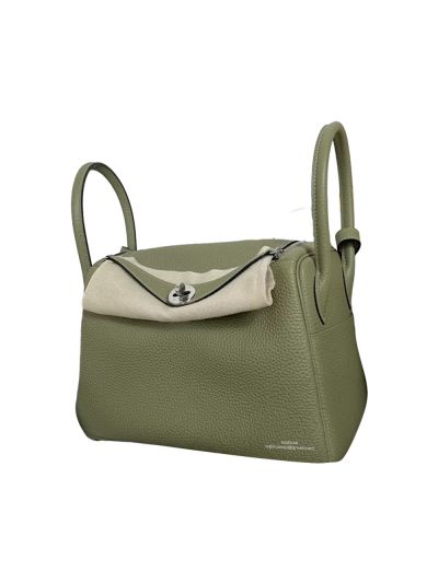Hermes Hand Stitched Lindy 26 Shoulder Bag Green Togo Leather 524994