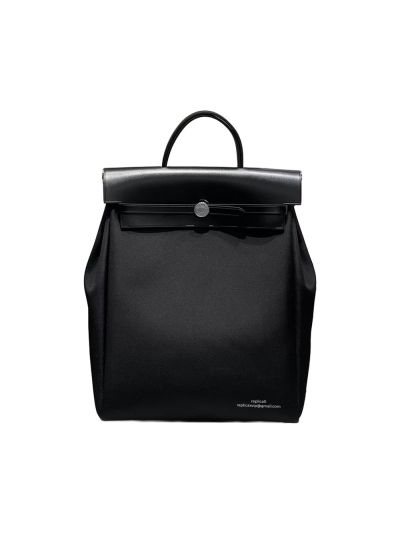 Hermes Herbag A Dos Zip Canvas and Leather Backpack Bag Black 29CM 524918