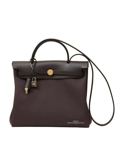 Hermes Herbag Zip PM 31 Toile Canvas and Leather Top Handle Shoulder Bag Burgundy 31x25x10CM 525119