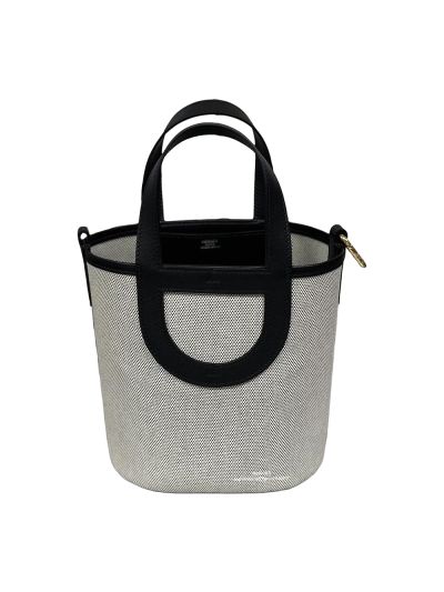 Hermes In The Loop 18 Leather and Canvas Bucket Shoulder Bag Black 18CM 524481