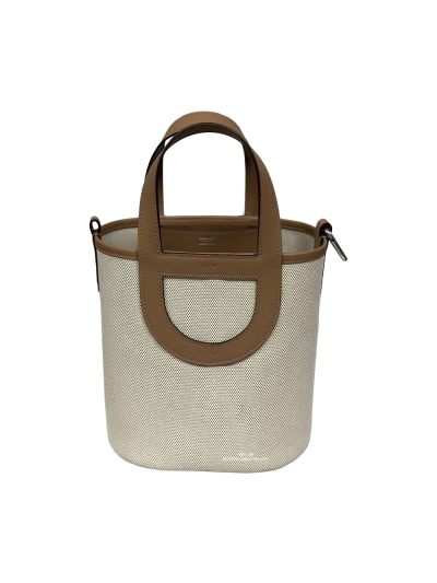 Hermes In The Loop 18 Leather and Canvas Bucket Shoulder Bag Brown 18CM 524483
