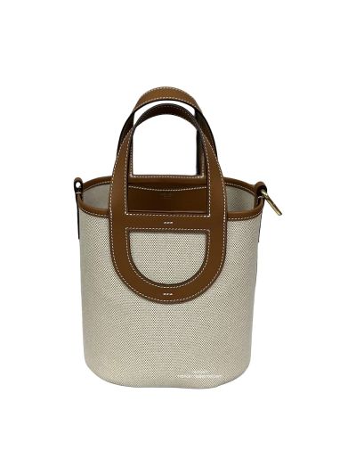 Hermes In The Loop 18 Leather and Canvas Bucket Shoulder Bag Brown 18CM 524485
