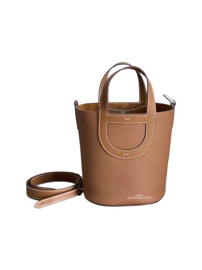 Hermes In The Loop Leather Bucket Bag Brown 18CM- 524942