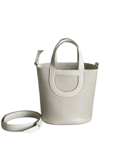 Hermes In The Loop Leather Bucket Bag White 18CM 524945