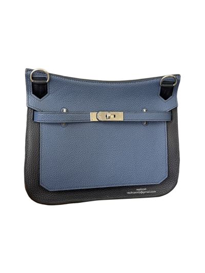 Hermes Jypsiere Bag Hermes VIP Vintage Jypsiere 28 Shoulder Bag Blue Black Clemence Leather 522773