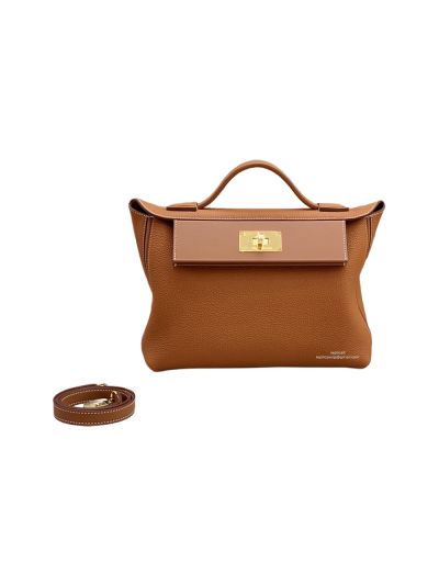 Hermes Kelly 2424 29CM Handbag Togo and Swift Leather Brown 523898