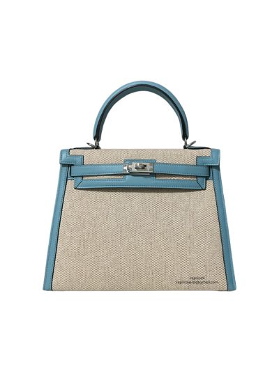 Hermes Kelly 25 Hermes VIP Vintage 1995 Kelly 25 Canvas and Blue Leather Bag 522653
