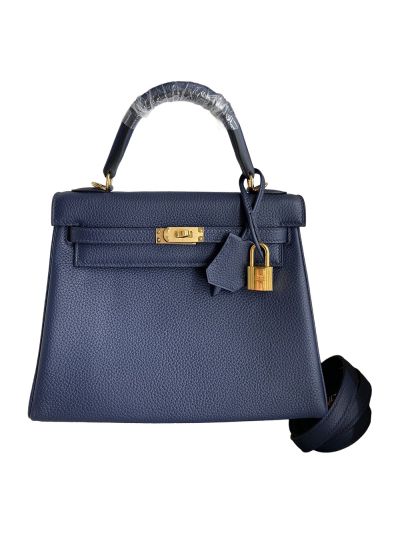 Hermes Kelly 25CM Blue Togo Leather Bag 523447