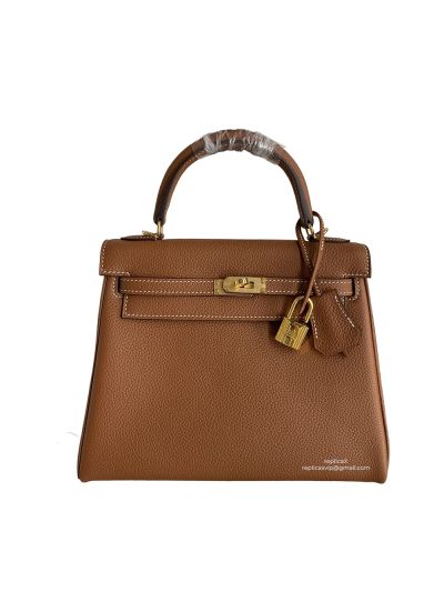 Hermes Kelly 25CM Brown Togo Leather Bag 523723