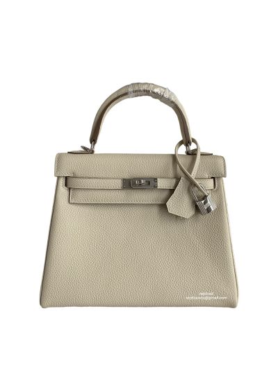 Hermes Kelly 25CM Cream Togo Leather Bag 523450