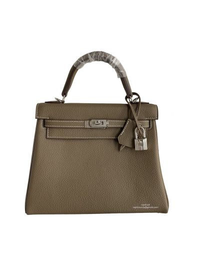 Hermes Kelly 25CM Gray Togo Leather Bag 523722