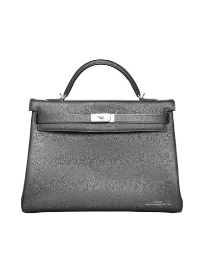 Hermes Kelly 40 Black Leather Top Handle Bag 40CM 524273