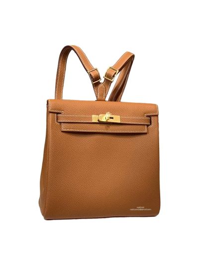 Hermes Kelly Ado Backpack Bag Brown Togo Leather 22CM 524327