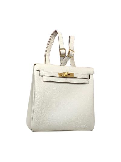Hermes Kelly Ado Backpack Bag White Togo Leather 22CM 524322