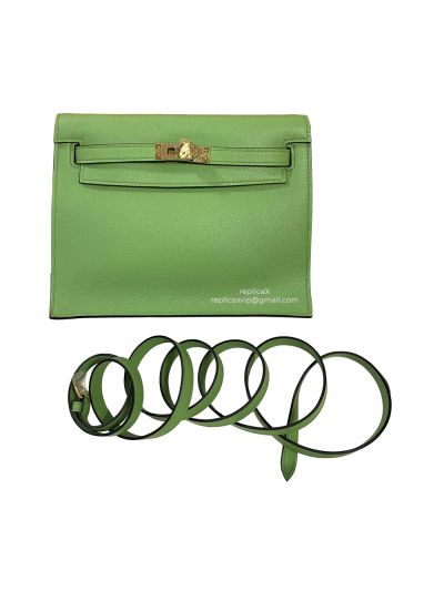Hermes Kelly Danse II Bag Green Evercolor Leather 22MM 522265