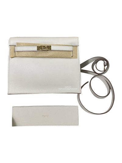 Hermes Kelly Danse II Bag White Evercolor Leather 22MM 522267