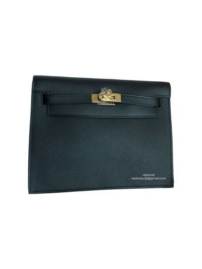 Hermes Kelly Danse II Belt Bag Black Evercolor Gold 22CM 524131
