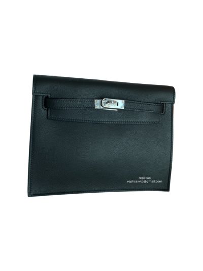 Hermes Kelly Danse II Belt Bag Black Evercolor Silver 22CM 522622