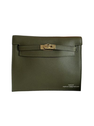 Hermes Kelly Danse II Belt Bag Dark Green Evercolor Gold 22CM 524177