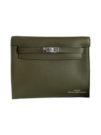 Hermes Kelly Danse II Belt Bag Dark Green Evercolor Silver 22CM 52417878