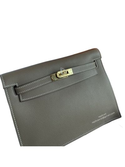 Hermes Kelly Danse II Belt Bag Gray Evercolor Gold 22CM 522625