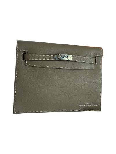 Hermes Kelly Danse II Belt Bag Gray Evercolor Silver 22CM 522626