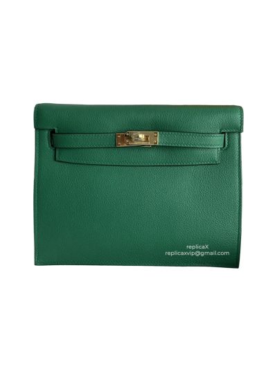 Hermes Kelly Danse II Belt Bag Green Evercolor Gold 22CM 522592