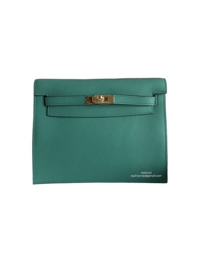 Hermes Kelly Danse II Belt Bag Green Evercolor Gold 22CM 522603