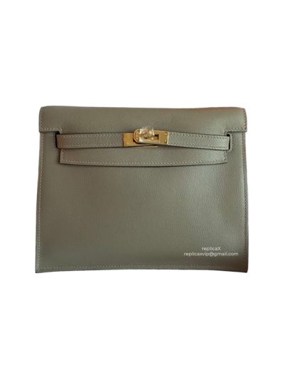 Hermes Kelly Danse II Belt Bag Light Gray Evercolor Gold 22CM 522579