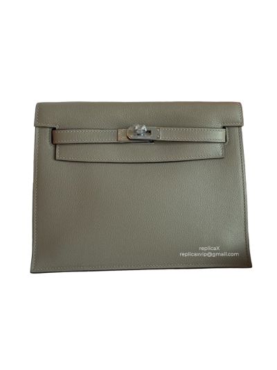 Hermes Kelly Danse II Belt Bag Light Gray Evercolor Silver 22CM 524163