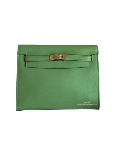 Hermes Kelly Danse II Belt Bag Mint Green Evercolor Gold 22CM 524158