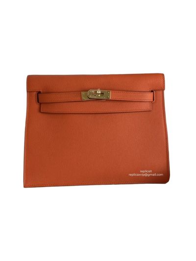 Hermes Kelly Danse II Belt Bag Orange Evercolor Gold 22CM 522577