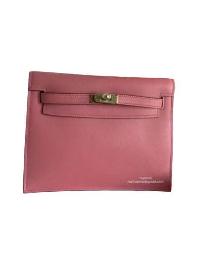Hermes Kelly Danse II Belt Bag Pink Evercolor Gold 22CM 522562