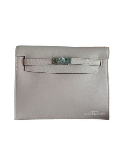 Hermes Kelly Danse II Belt Bag Pink Evercolor Silver 22CM 522582