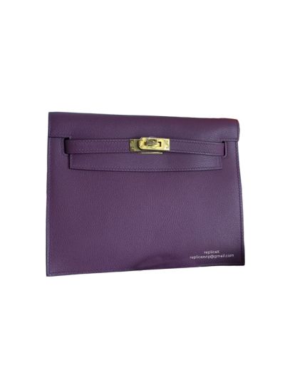 Hermes Kelly Danse II Belt Bag Purple Evercolor Gold 22CM 522627
