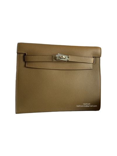 Hermes Kelly Danse II Belt Bag Tan Evercolor Gold 22CM 522583