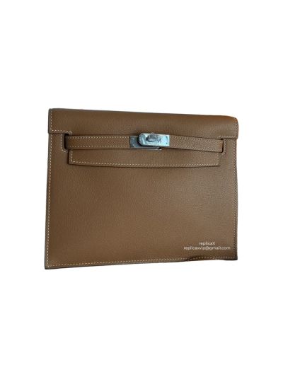 Hermes Kelly Danse II Belt Bag Tan Evercolor Silver 22CM 524134