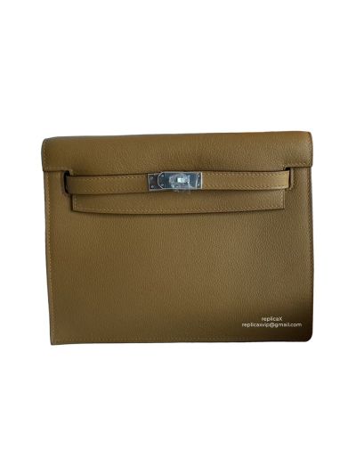 Hermes Kelly Danse II Belt Bag Tan Evercolor Silver 22CM 524169
