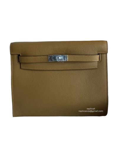 Hermes Kelly Danse II Belt Bag Tan Evercolor Silver 22CM 524170