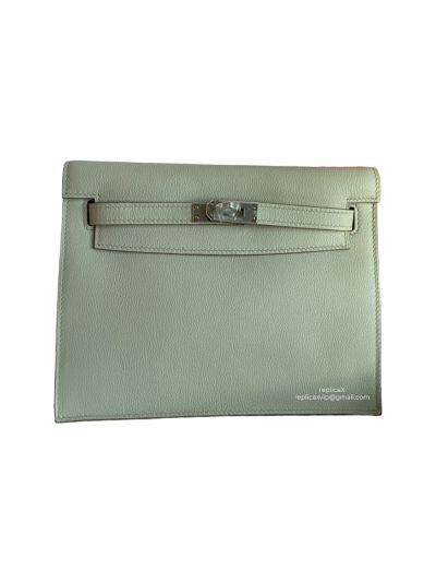 Hermes Kelly Danse II Belt Bag White Evercolor Silver 22CM 524153