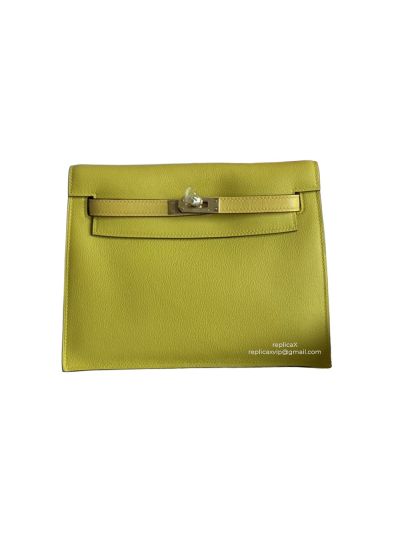 Hermes Kelly Danse II Belt Bag Yellow Evercolor Gold 22CM 522590