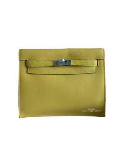 Hermes Kelly Danse II Belt Bag Yellow Evercolor Silver 22CM 522591