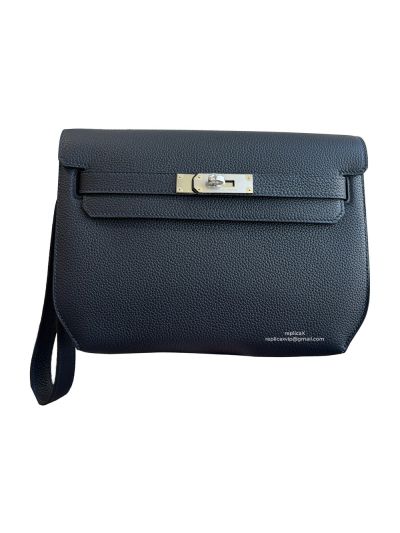 Hermes Kelly Depeches 25 Pouch Bag Black Togo Calfskin Leather 25CM 524089