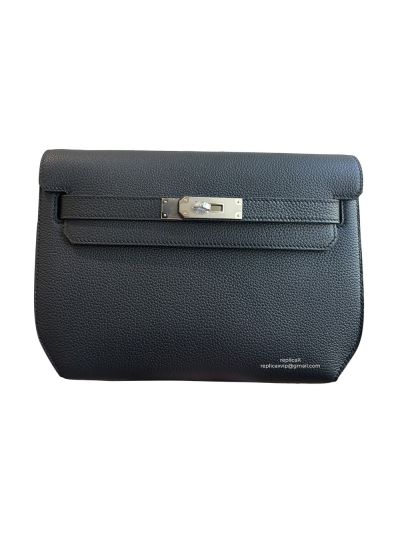 Hermes Kelly Depeches 25 Pouch Bag Black Togo Calfskin Leather 25CM 524090