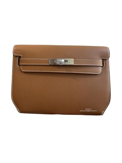 Hermes Kelly Depeches 25 Pouch Bag Brown Epsom Calfskin Leather 25CM 524092
