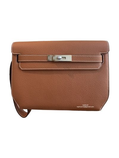 Hermes Kelly Depeches 25 Pouch Bag Brown Togo Calfskin Leather 25CM 524093