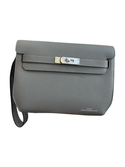 Hermes Kelly Depeches 25 Pouch Bag Dark Gray Togo Calfskin Leather 25CM 524104 