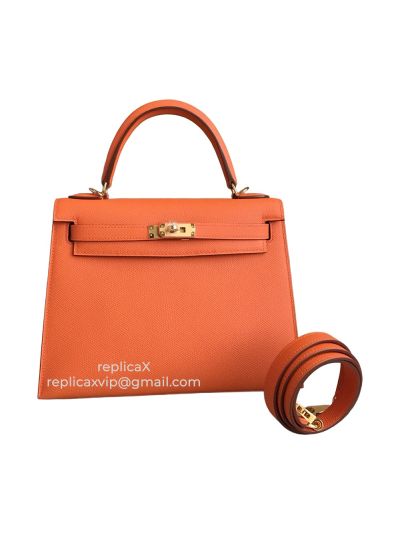 Hermes Kelly Hand Stitched Epsom Leather Tote Bag 25CM 521681