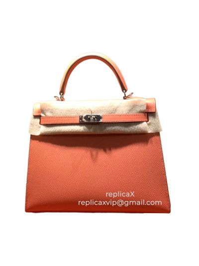 Hermes Kelly Hand Stitched Epsom Leather Tote Bag 25CM 521690